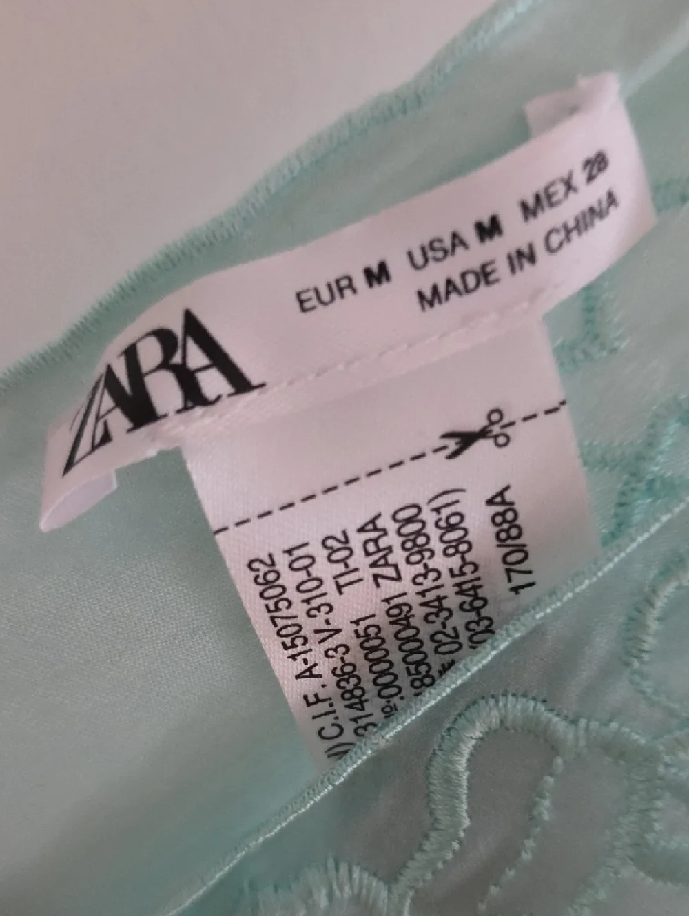 Zara Mint Green Embroidered Long Slip Dress - Picture 2 of 4